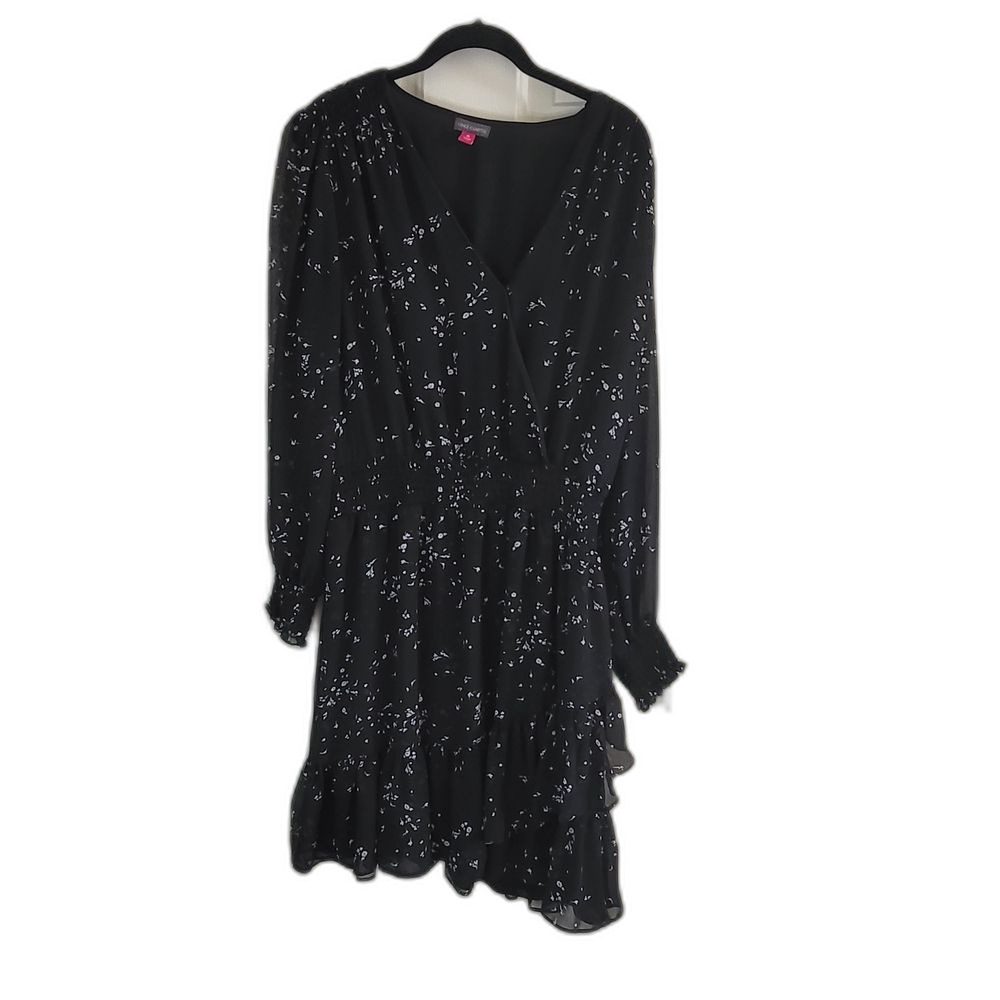 Vince Camuto Black and White Floral Long Sleeve Dress - XL